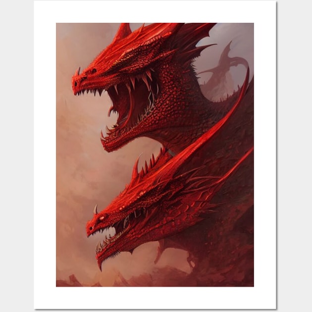 Ghidorah Red Dragon Wall Art by Ancientdistant